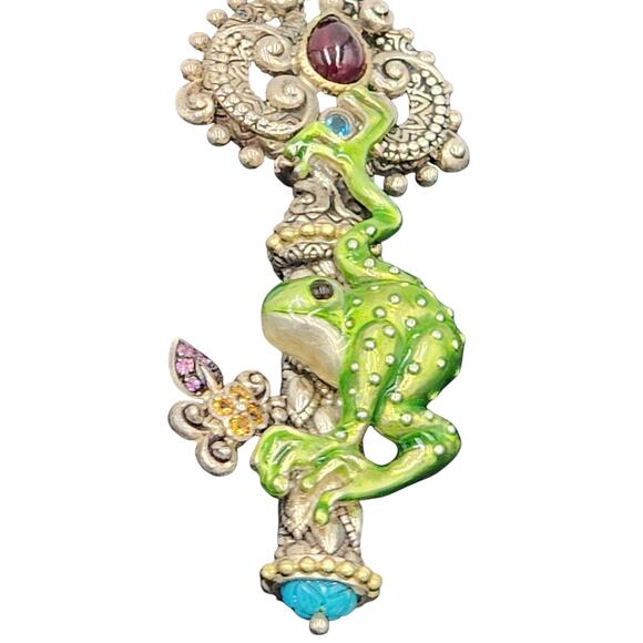 Barbara Bixby Jewelry Frog Key Enhancer Pendant Sterling 18K Yellow Gold Amethys - Picture 1 of 16